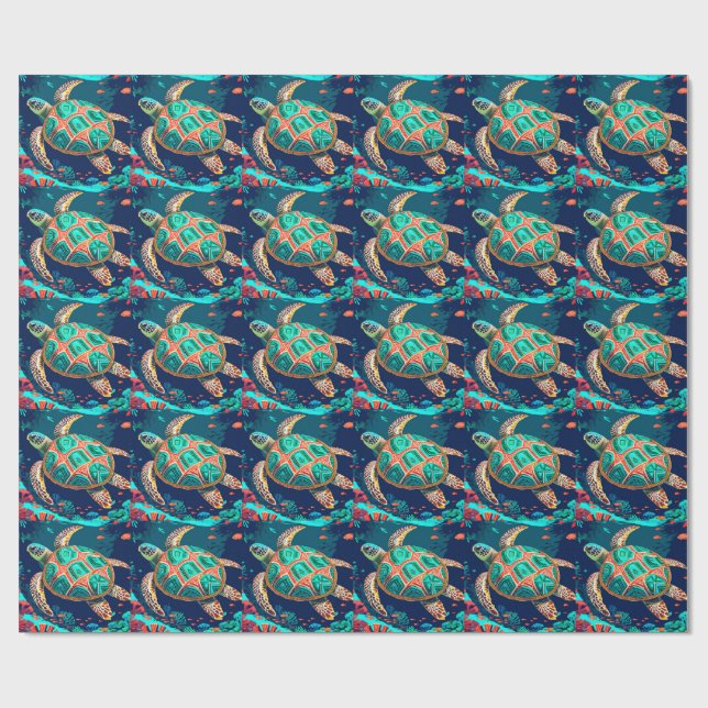 Tribal Tide Turtle  Wrapping Paper (Flat)