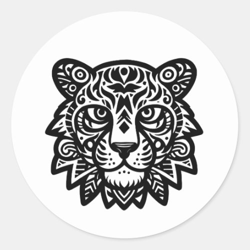 Tribal tiger classic round sticker