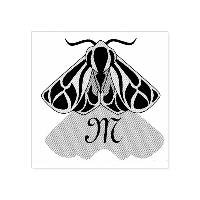 Tribal Tiger Moth Monogram Rubber Stamp (Imprint)