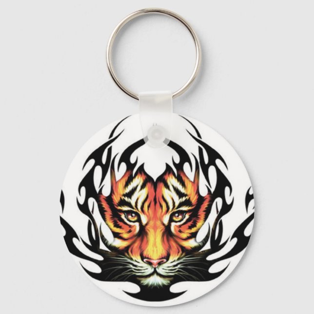 tribal Tiger Tattoo Keychain (Front)