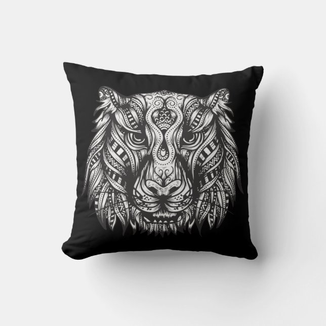 Tribal tiger throw pillow (Front)