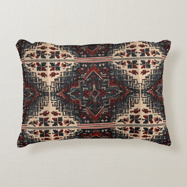 Tribal Tile Weaving Pattern Accent Pillow (Front)