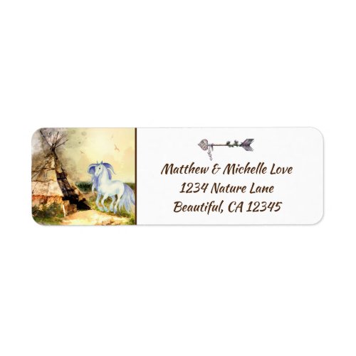 Tribal Tipi Indian Pony and Arrow Horse Address Label