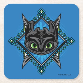 Tribal Toothless Emblem Square Paper Coaster by howtotrainyourdragon at Zazzle