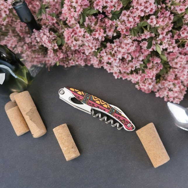 Tribal Traditional Pattern Waiter's Corkscrew (Corkscrew Bottle Opener)