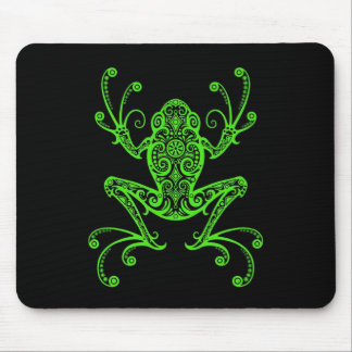 Tribal Tree Frog (green & black) Mouse Pad