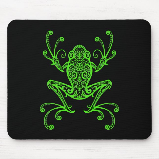Tribal Tree Frog (green & black) Mouse Pad (Front)