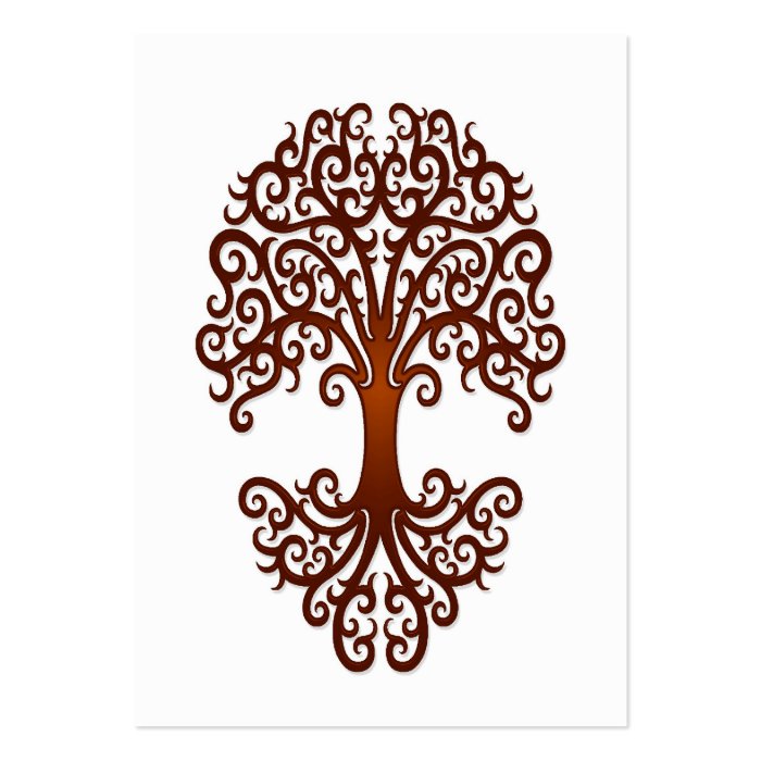 Tribal Tree of Life Brown on White Business Card Template