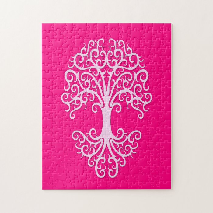 Tribal Tree of Life Pink Jigsaw Puzzles