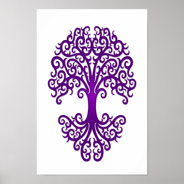 Tribal Tree of Life Purple on White Poster (Front)