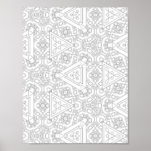 Tribal Triangle Pattern Coloring Page Geometric Poster