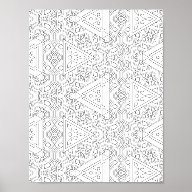 Tribal Triangle Pattern Coloring Page Geometric Poster (Front)