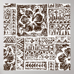 Tribal tropical art pattern of indigenous Hawaiian Poster