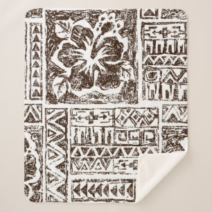 Tribal tropical art pattern of indigenous Hawaiian Sherpa Blanket