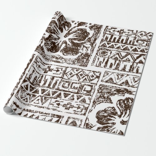 Tribal tropical art pattern of indigenous Hawaiian Wrapping Paper