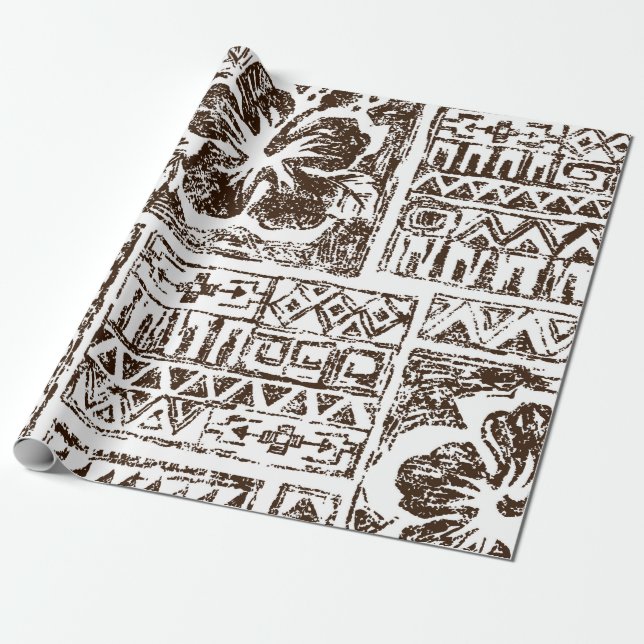 Tribal tropical art pattern of indigenous Hawaiian Wrapping Paper (Unrolled)