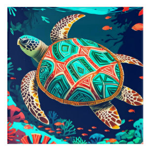 Tribal Tropical Sea Turtle Acrylic Print