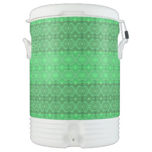 Tribal Tropical Wavy Green Lines Geometric Art Beverage Cooler