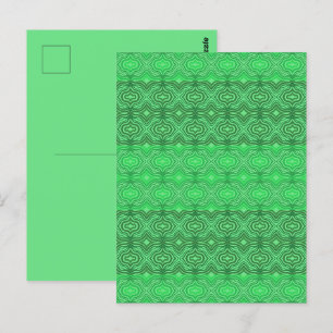 Tribal Tropical Wavy Green Lines Geometric Art Postcard
