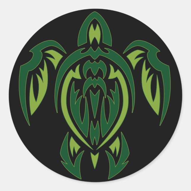 Tribal Turtle Classic Round Sticker (Front)