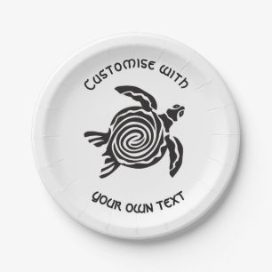 Tribal Turtle Design Custom Text Paper Plates