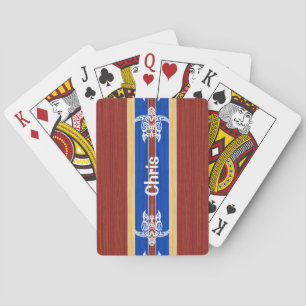 Tribal Turtle Fake Wood Surfboard Poker Cards