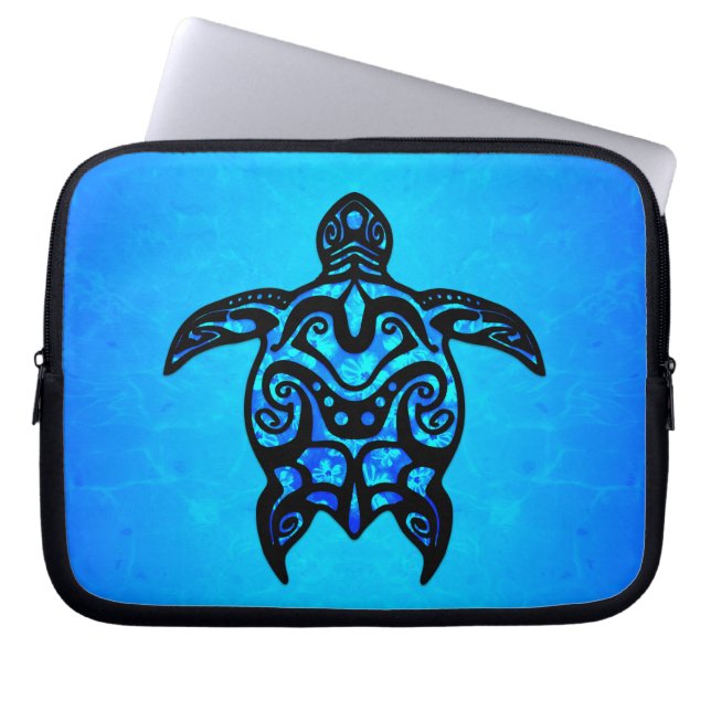 Tribal Turtle Hibiscus Laptop Sleeve (Front)