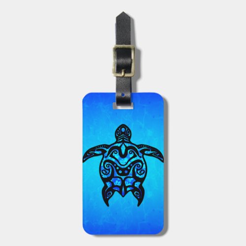 Tribal Turtle Hibiscus Luggage Tag