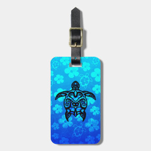 Tribal Turtle Hibiscus Luggage Tag