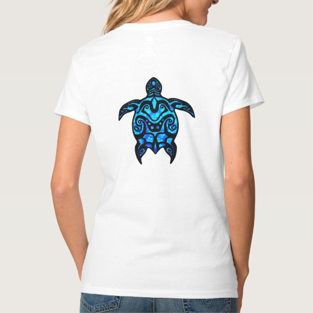 Tribal Turtle Hibiscus T-Shirt (Back)