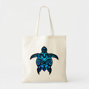 Tribal Turtle Hibiscus Tote Bag