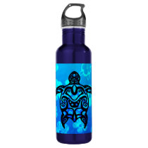 Tribal Turtle Hibiscus Water Bottle Tribal Turtle Hibiscus Water Bottle