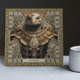 Tribal Turtle Personalize Spiritual Totem Keepsake Ceramic Tile