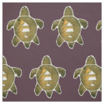 Tribal Turtle Petroglyph Style Art Burgundy Red Fabric