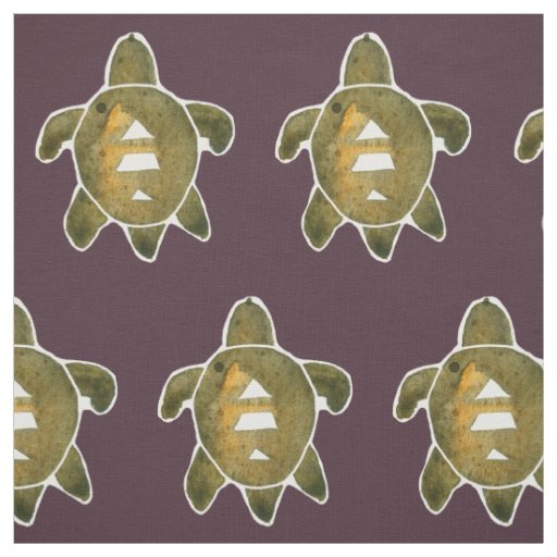 Tribal Turtle Petroglyph Style Art Burgundy Red Fabric