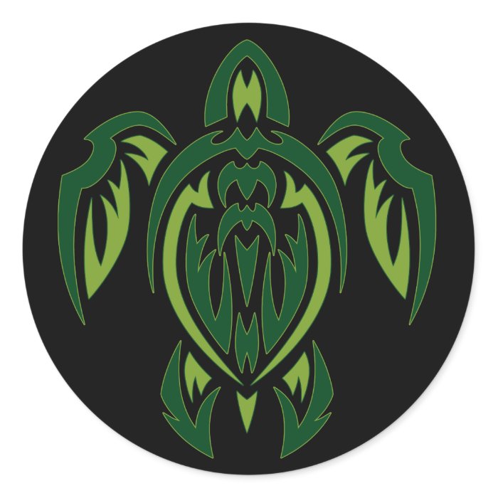 Tribal Turtle Round Stickers