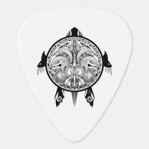 Tribal Turtle Shield Tattoo Guitar Pick