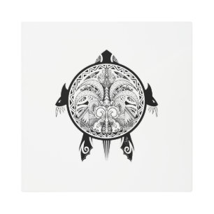 Tribal Turtle Shield Tattoo Metal Print