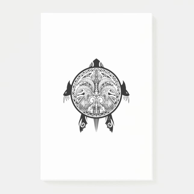 Tribal Turtle Shield Tattoo Post-it Notes (Front)