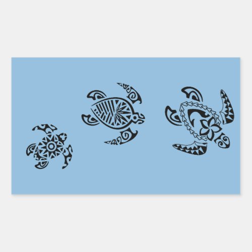 Tribal Turtle Trio Design Rectangular Sticker