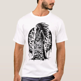 Tribal Urban Shaman Graffiti T-Shirt . Street Art.