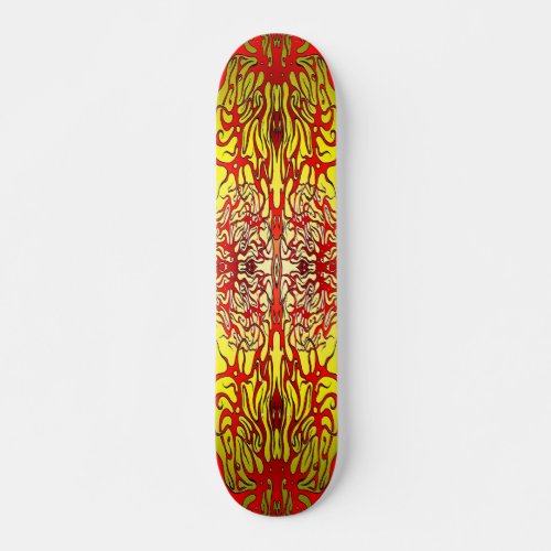 Tribal Valetine Heart Arteries Tattoo 2 yellow Skateboard