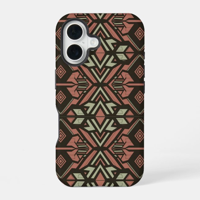 Tribal Vibes – Earthy Geometric Aztec Pattern iPhone Case (Back)