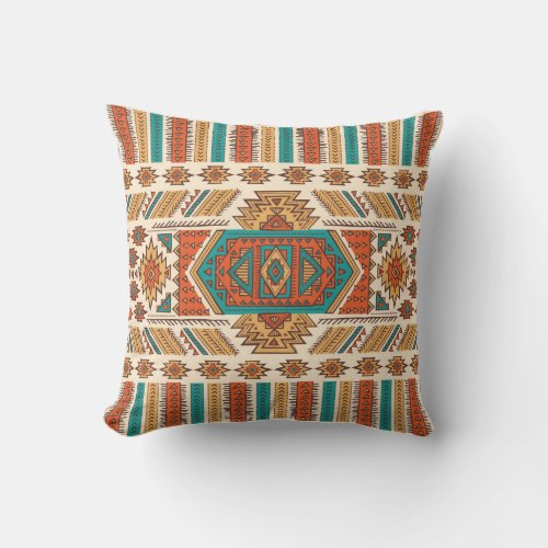 Tribal vintage ethnic seamless illustration throw pillow