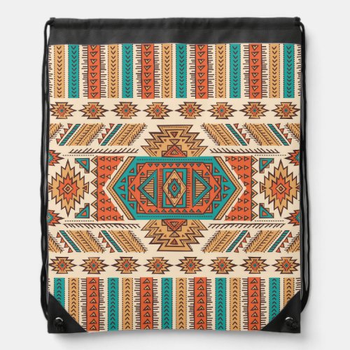 Tribal Vintage Ethnic Seamless Pattern Drawstring Bag