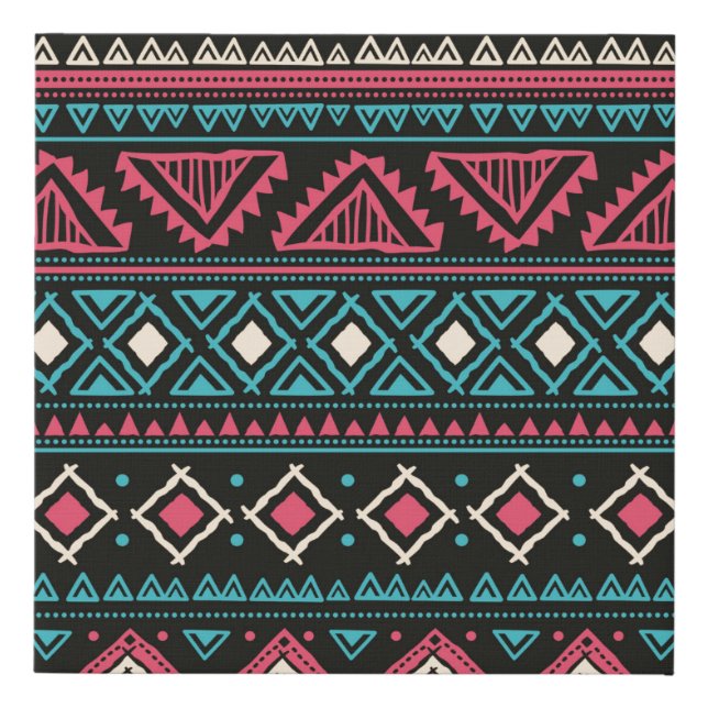 Tribal vintage ethnic seamless pattern faux canvas print (Front)