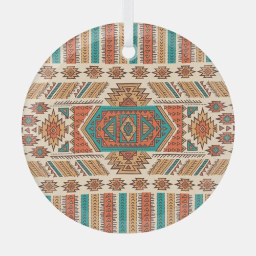 Tribal Vintage Ethnic Seamless Pattern Glass Ornament