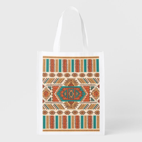 Tribal Vintage Ethnic Seamless Pattern Grocery Bag