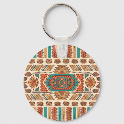 Tribal Vintage Ethnic Seamless Pattern Keychain