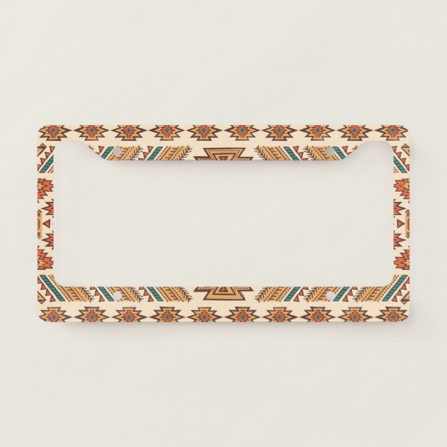 Tribal Vintage: Ethnic Seamless Pattern License Plate Frame (Front)